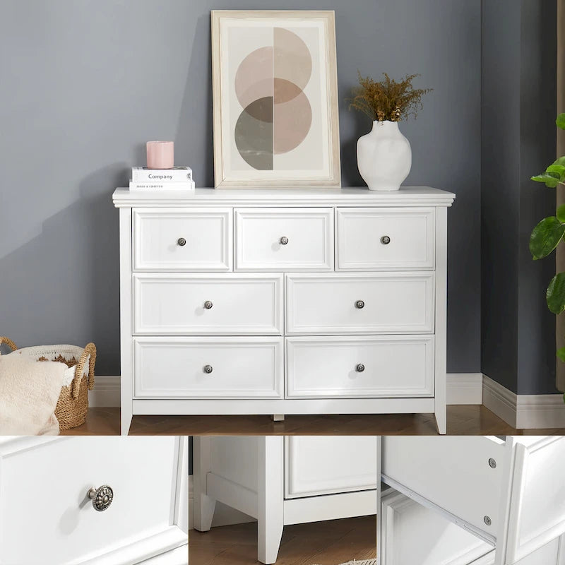 Commode horizontale moderne de ferme à 7 tiroirs, meuble de rangement pour vêtements, tiroirs de rangement pour le salon