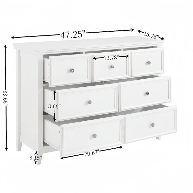 Commode horizontale moderne de ferme à 7 tiroirs, meuble de rangement pour vêtements, tiroirs de rangement pour le salon