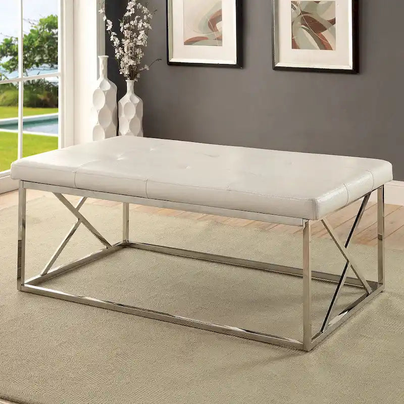 Banc d'appoint capitonné en similicuir moderne