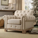 Greenwich Tufted Scroll Arm Nailhead Chesterfield Chair by  Artisan