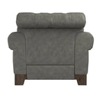 Fauteuil d'appoint capitonné à accoudoirs volutes et clous de tapissier