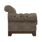 Fauteuil d'appoint capitonné à accoudoirs volutes et clous de tapissier