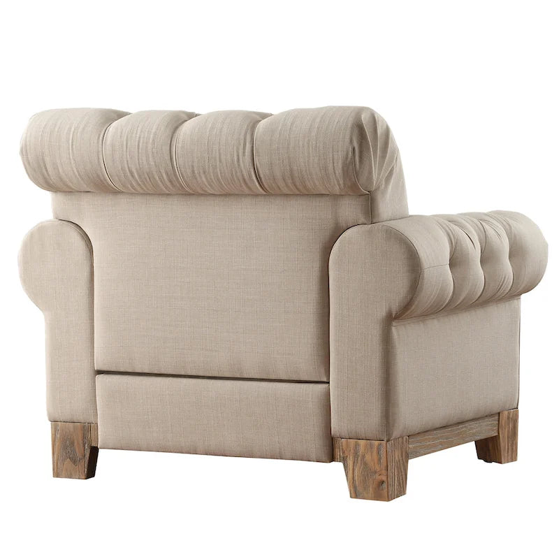 Fauteuil d'appoint capitonné à accoudoirs volutes et clous de tapissier