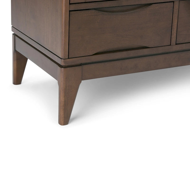 Meuble de rangement moderne du milieu du siècle de 122 cm de large avec portes coulissantes et tiroirs