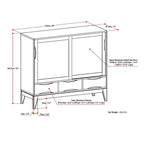 Meuble de rangement moderne du milieu du siècle de 122 cm de large avec portes coulissantes et tiroirs