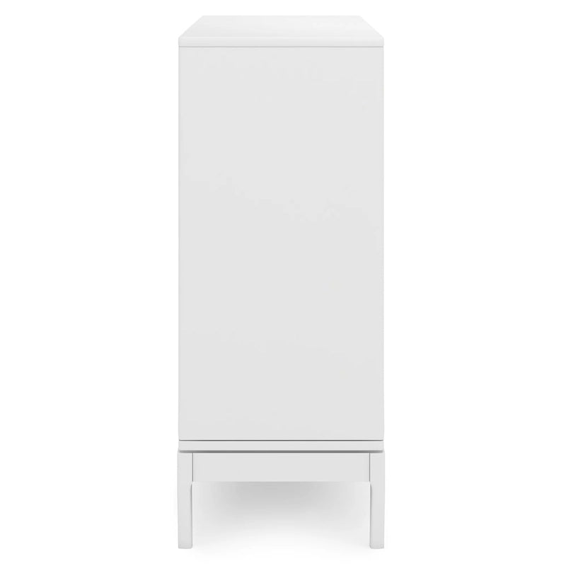 Meuble de rangement moderne du milieu du siècle de 122 cm de large avec portes coulissantes et tiroirs