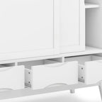 Meuble de rangement moderne du milieu du siècle de 122 cm de large avec portes coulissantes et tiroirs