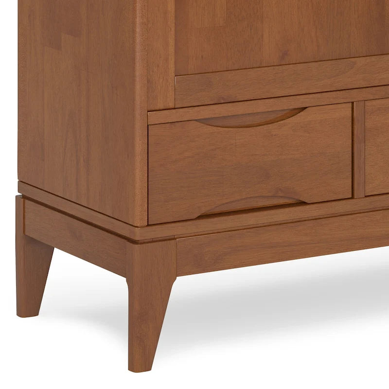 Meuble de rangement moderne du milieu du siècle de 122 cm de large avec portes coulissantes et tiroirs