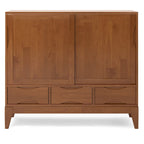 Meuble de rangement moderne du milieu du siècle de 122 cm de large avec portes coulissantes et tiroirs
