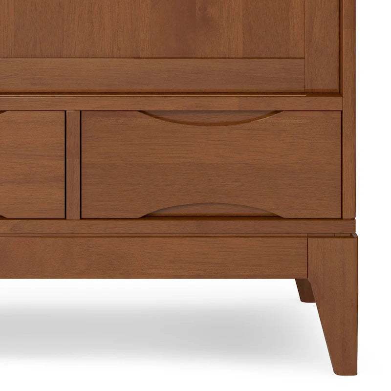 Meuble de rangement moderne du milieu du siècle de 122 cm de large avec portes coulissantes et tiroirs