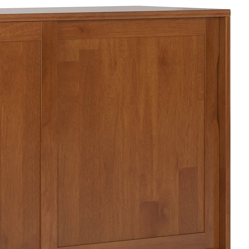 Meuble de rangement moderne du milieu du siècle de 122 cm de large avec portes coulissantes et tiroirs