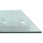 Table à manger extensible avec plateau en verre et pieds en bois massif