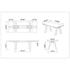 Table à manger extensible avec plateau en verre et pieds en bois massif