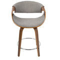 Tabourets de comptoir à hauteur fixe 24" avec pieds en bois courbé et repose-pieds rond (Lot de 2)
