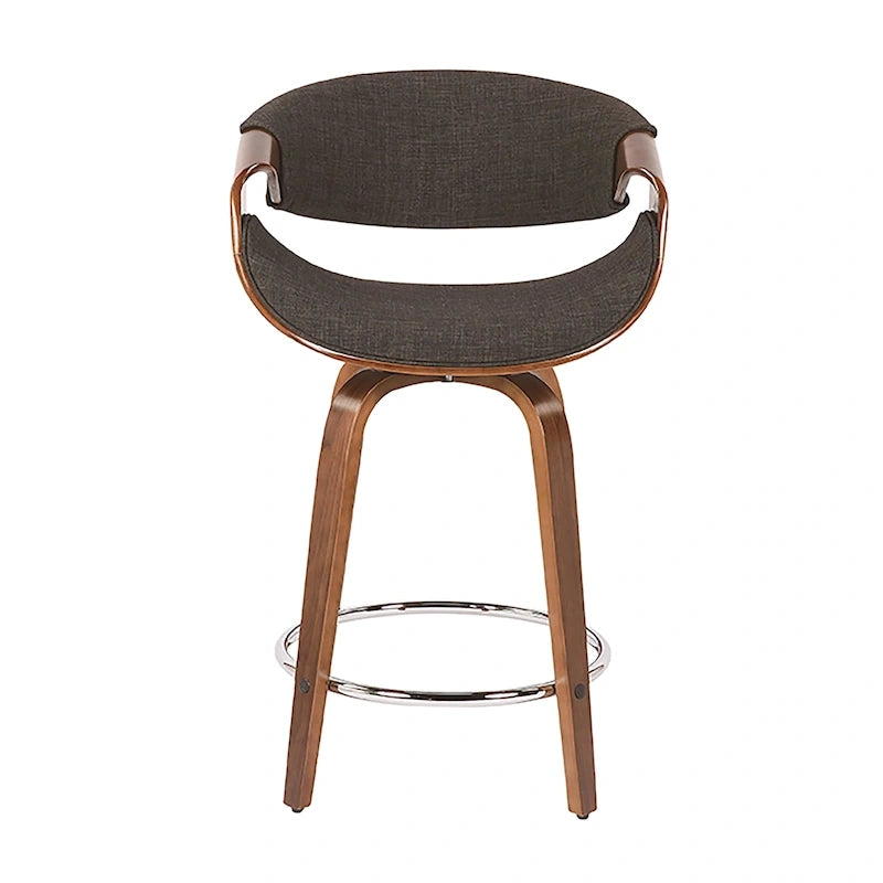 Tabourets de comptoir à hauteur fixe 24" avec pieds en bois courbé et repose-pieds rond (Lot de 2)