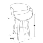 Tabourets de comptoir à hauteur fixe 24" avec pieds en bois courbé et repose-pieds rond (Lot de 2)