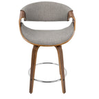 Tabourets de comptoir à hauteur fixe 24" avec pieds en bois courbé et repose-pieds rond (Lot de 2)