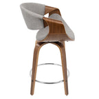 Tabourets de comptoir à hauteur fixe 24" avec pieds en bois courbé et repose-pieds rond (Lot de 2)