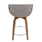 Tabourets de comptoir à hauteur fixe 24" avec pieds en bois courbé et repose-pieds rond (Lot de 2)