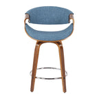 Tabourets de comptoir à hauteur fixe 24" avec pieds en bois courbé et repose-pieds rond (Lot de 2)