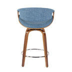 Tabourets de comptoir à hauteur fixe 24" avec pieds en bois courbé et repose-pieds rond (Lot de 2)