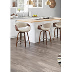 Tabourets de comptoir à hauteur fixe 24" avec pieds en bois courbé et repose-pieds rond (Lot de 2)