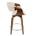 Tabourets de comptoir à hauteur fixe 24" avec pieds en bois courbé et repose-pieds rond (Lot de 2)