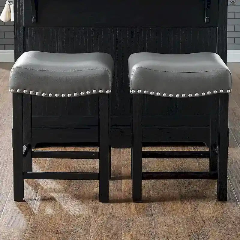  Ariana Gray Faux Leather Counter Stool - Set of 2