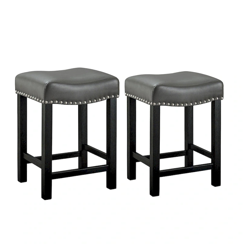 Tabouret de comptoir avec assise en similicuir - Lot de 2