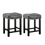 Tabouret de comptoir avec assise en similicuir - Lot de 2