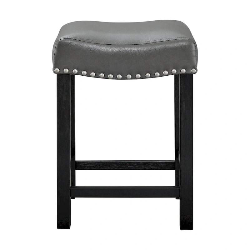 Tabouret de comptoir avec assise en similicuir - Lot de 2