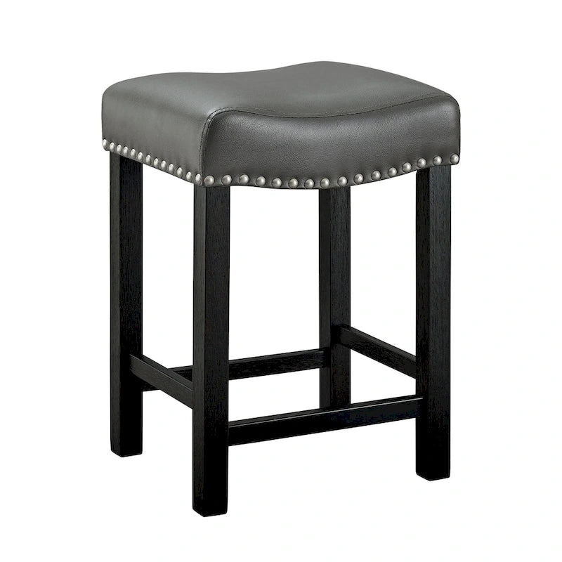 Tabouret de comptoir avec assise en similicuir - Lot de 2