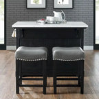 Tabouret de comptoir avec assise en similicuir - Lot de 2