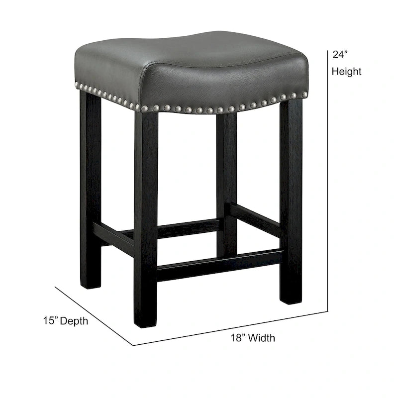 Tabouret de comptoir avec assise en similicuir - Lot de 2