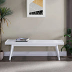  Larwich Solid Wood Slatted Bench, White - 56.30W x 16.50D x 17.50H