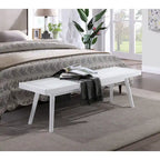 Banc à lattes en bois massif – Blanc, 56,30L x 16,50P x 17,50H