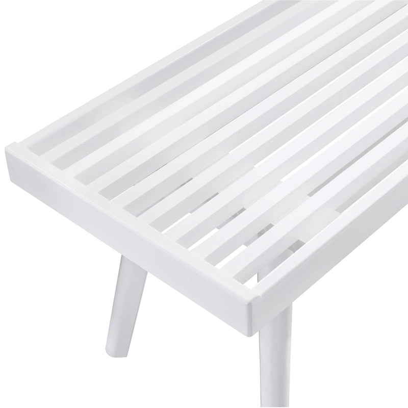 Banc à lattes en bois massif – Blanc, 56,30L x 16,50P x 17,50H
