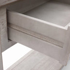 Console 2 tiroirs 1 étagère, bois gris vieilli, 83 cm (H) x 120 cm (L) x 35 cm (P)