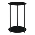 Table d'appoint ronde à 2 niveaux avec étagères en verre trempé