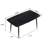 Table à manger de 63 pouces avec plateau en pierre frittée et base en métal