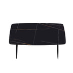 Table à manger de 63 pouces avec plateau en pierre frittée et base en métal