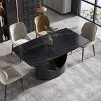 Table à manger de 63 pouces avec plateau en pierre frittée et base en métal