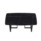 Table à manger de 63 pouces avec plateau en pierre frittée et base en métal
