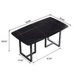 Table à manger de 63 pouces avec plateau en pierre frittée et base en métal