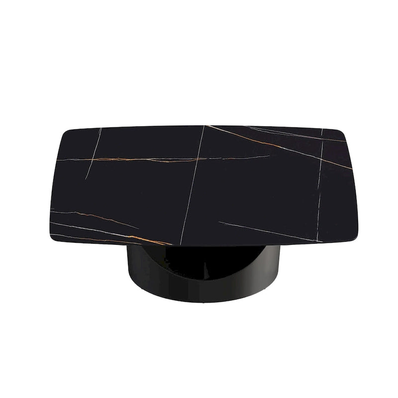 Table à manger de 63 pouces avec plateau en pierre frittée et base en métal