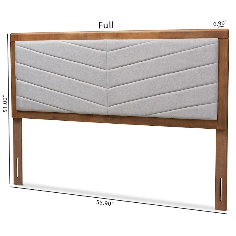Tête de lit en bois rembourrée avec capitonnage à chevrons - Gris clair