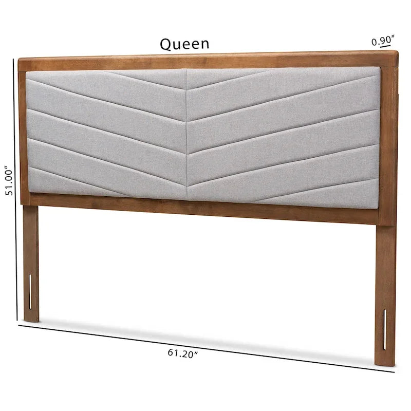 Tête de lit en bois rembourrée avec capitonnage à chevrons - Gris clair
