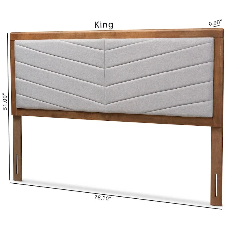 Tête de lit en bois rembourrée avec capitonnage à chevrons - Gris clair