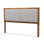 Tête de lit en bois rembourrée avec capitonnage à chevrons - Gris clair