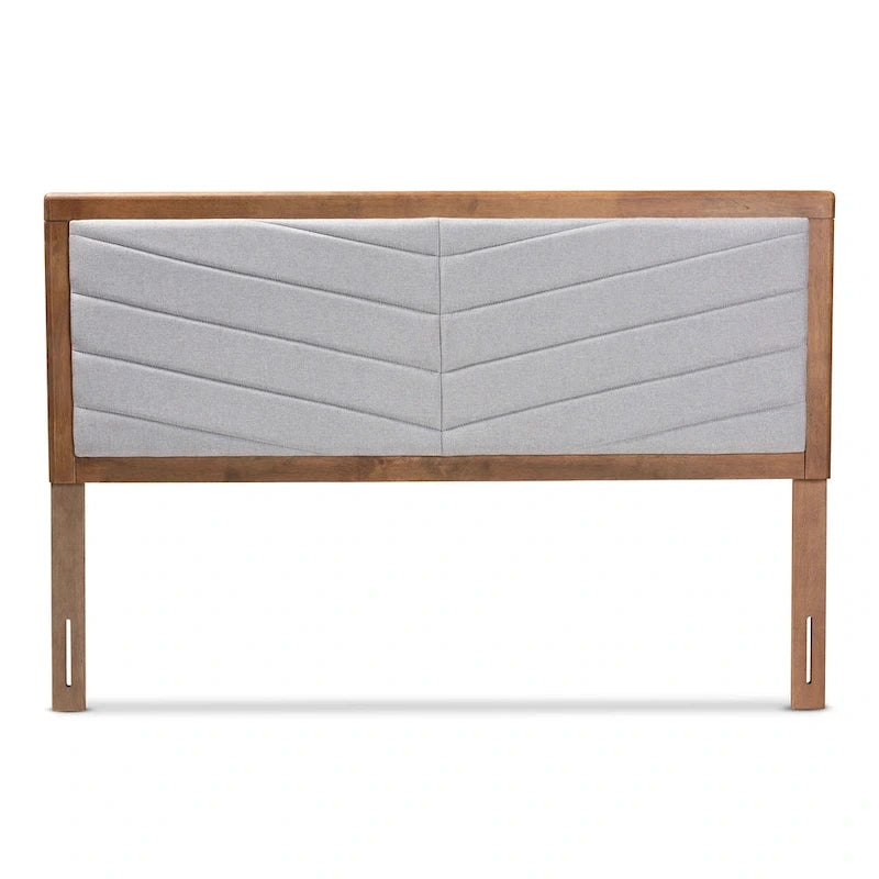 Tête de lit en bois rembourrée avec capitonnage à chevrons - Gris clair